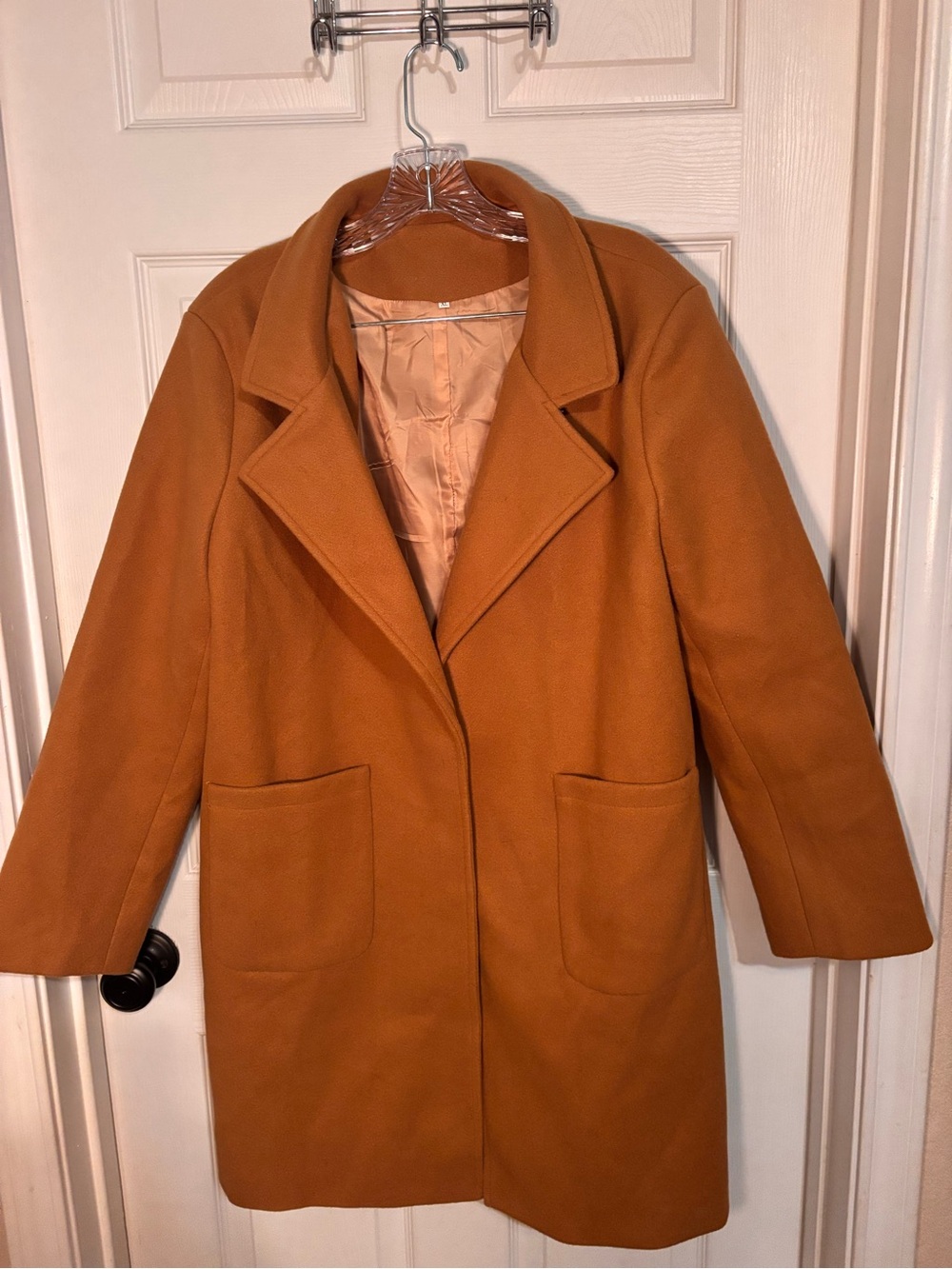 Womens Camel Wool-Blend Single-Breasted Coat